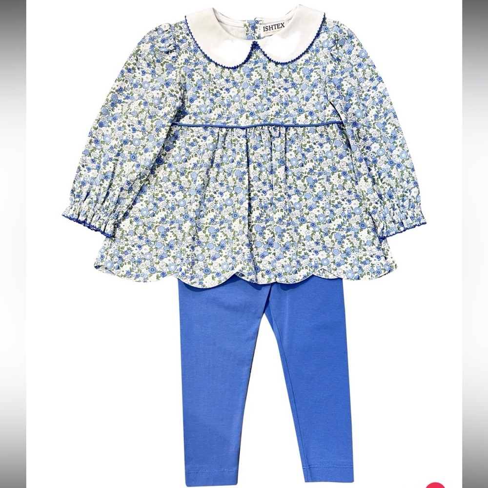 Floral Tunic with Blue Leggings